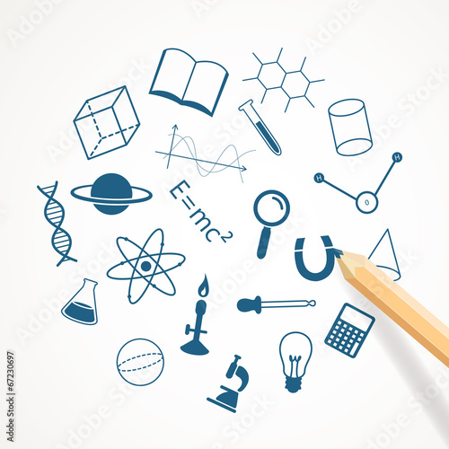 Vector Illustration of Hand Drawn Science Icons