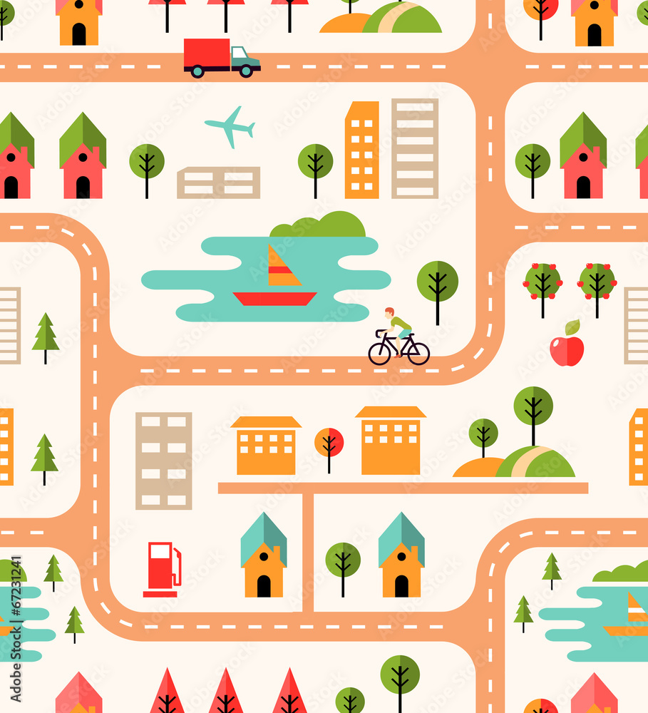 City map seamless background pattern