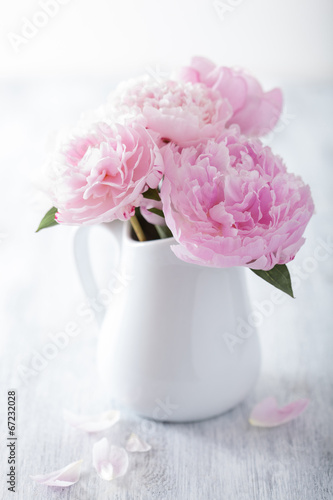 beautiful pink peony bouquet in vase