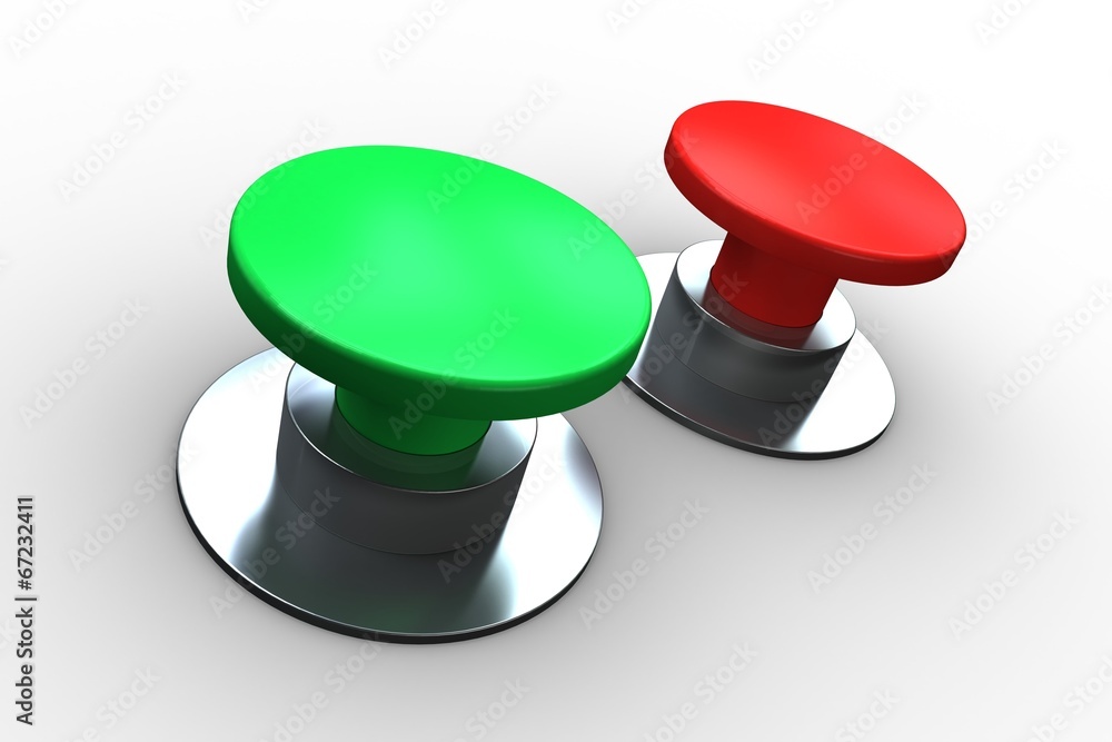 Red and green push buttons Red and green push buttons