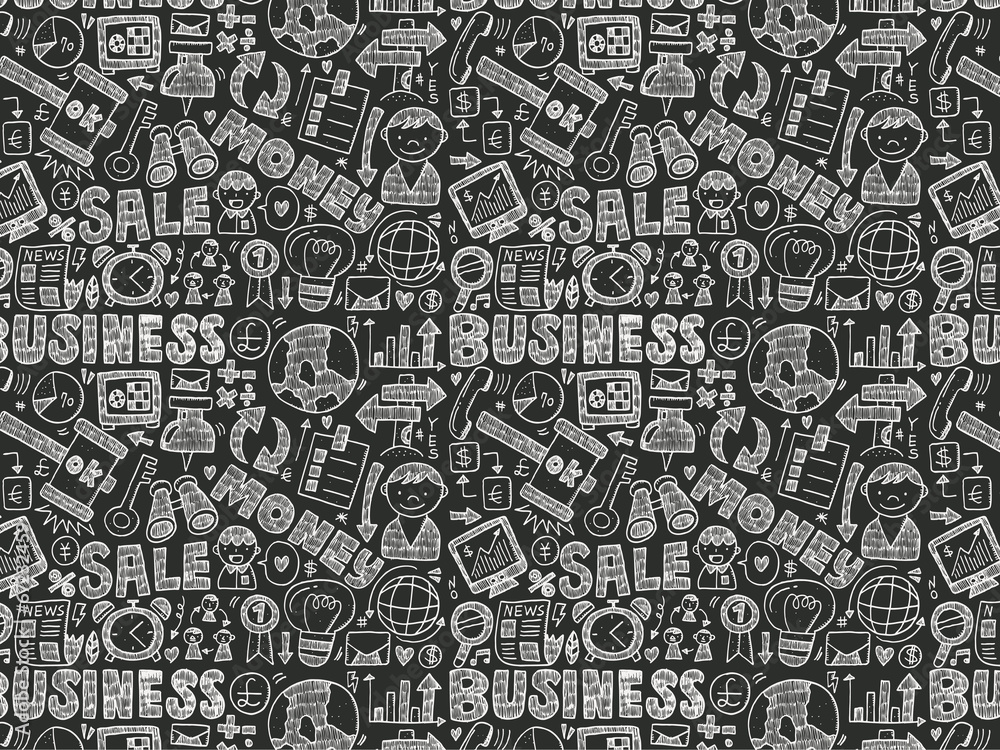 doodle business seamless pattern