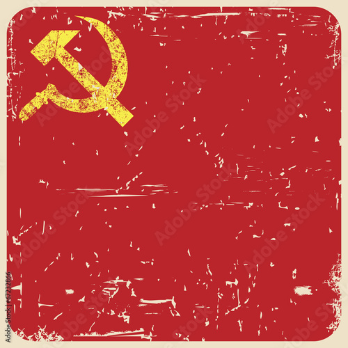 Grunge soviet background with hammer and sickle, vector
