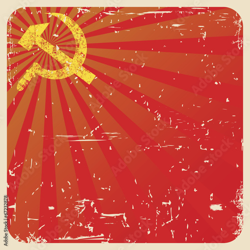 Grunge soviet background with hammer and sickle, vector photo