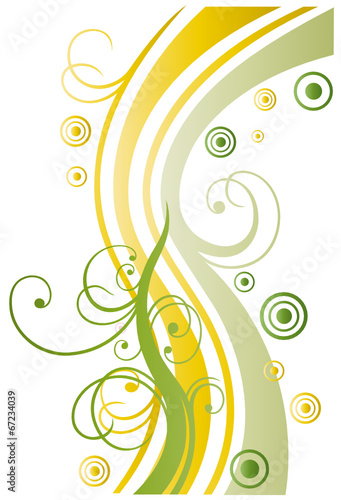 Abstrakte filigrane Ranke mit Kreisen und Schnörkel.