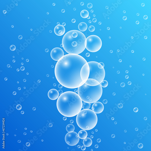 Vector shiny bubbles in blue water