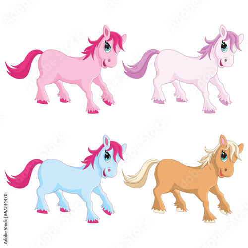 Vector Illustration of Colorful Ponies