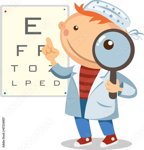 Illustration doctor checks vision
