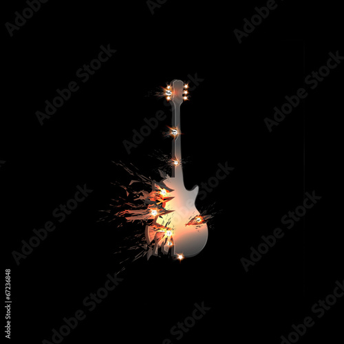 Abstract explode illustration of guitar, easy all editable