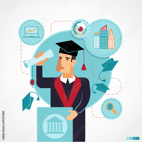 Illustration of graduate speaking speech