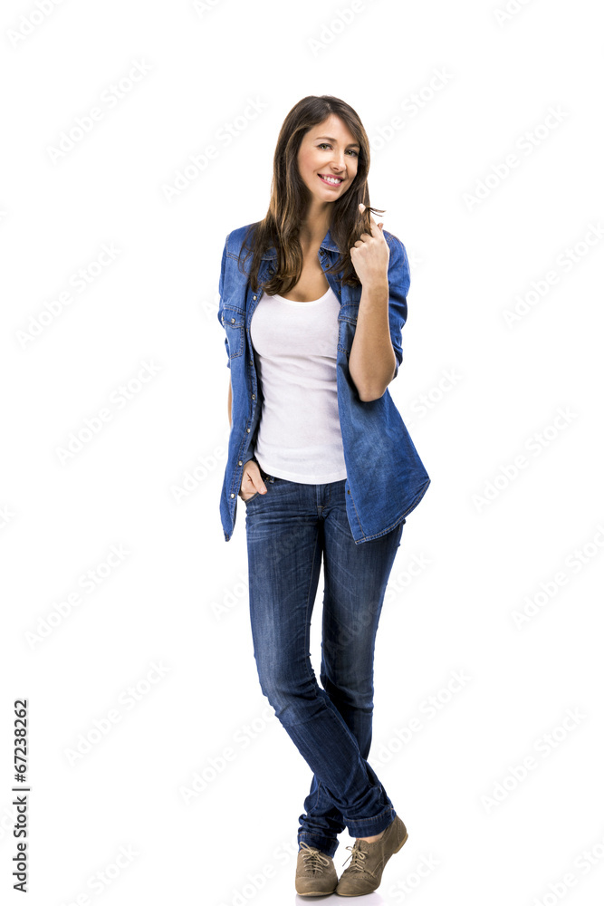 Beautiful woman isolated over white background Beautiful woman isolated over white background