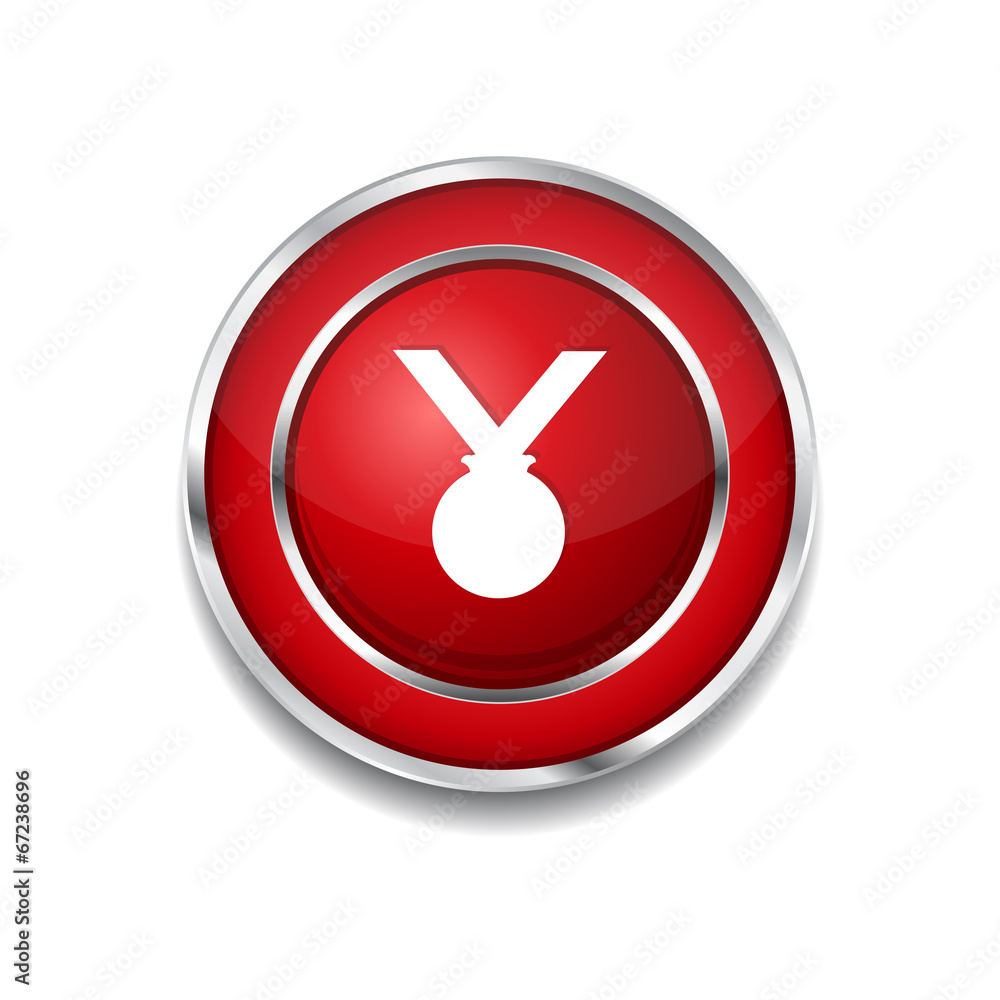 Medal Circular Vector Red Web Icon Button Medal Circular Vector Red Web Icon Button