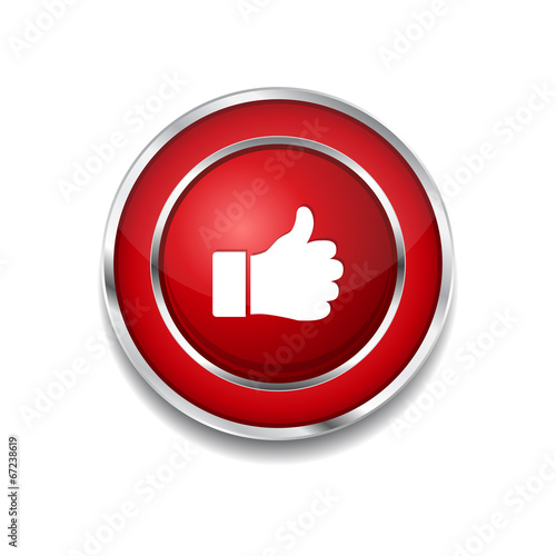 Thumbs Up Circular Vector Red Web Icon Button