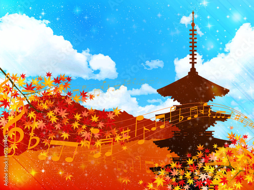 音符　もみじ　京都