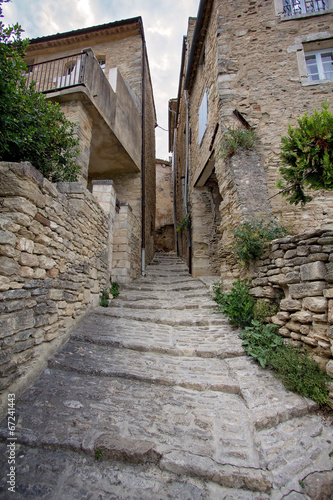 Narrow street in medieval town Gordes  southern France