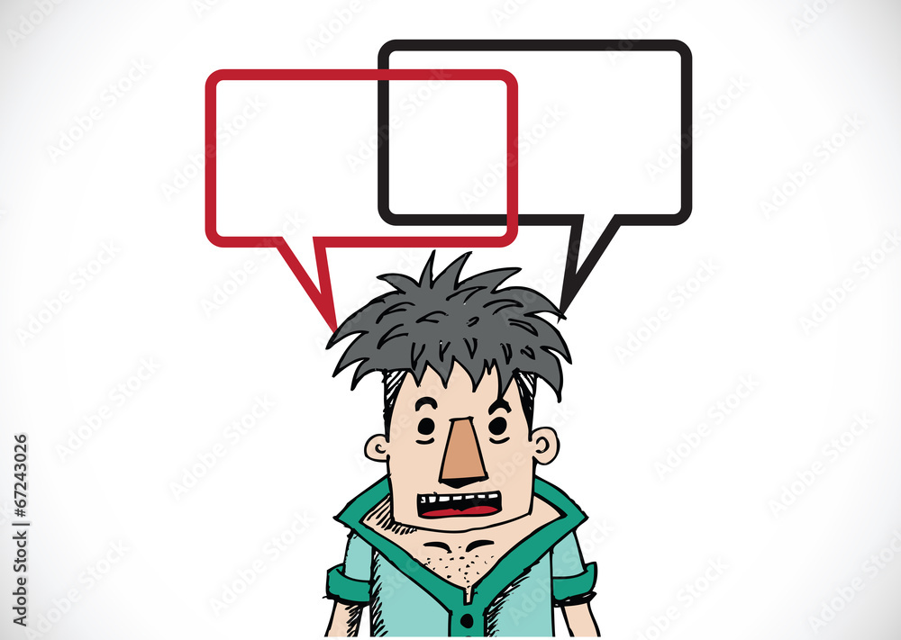 People thinking and peoples talking with dialog speech bubbles
