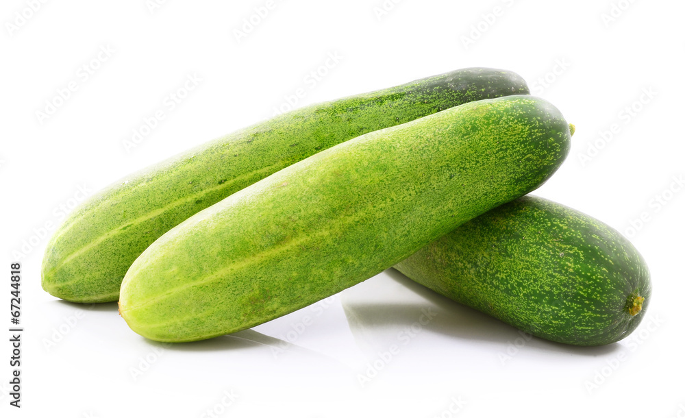 Healthy food. The green cucumbers isolated on white background Healthy food. The green cucumbers isolated on white background