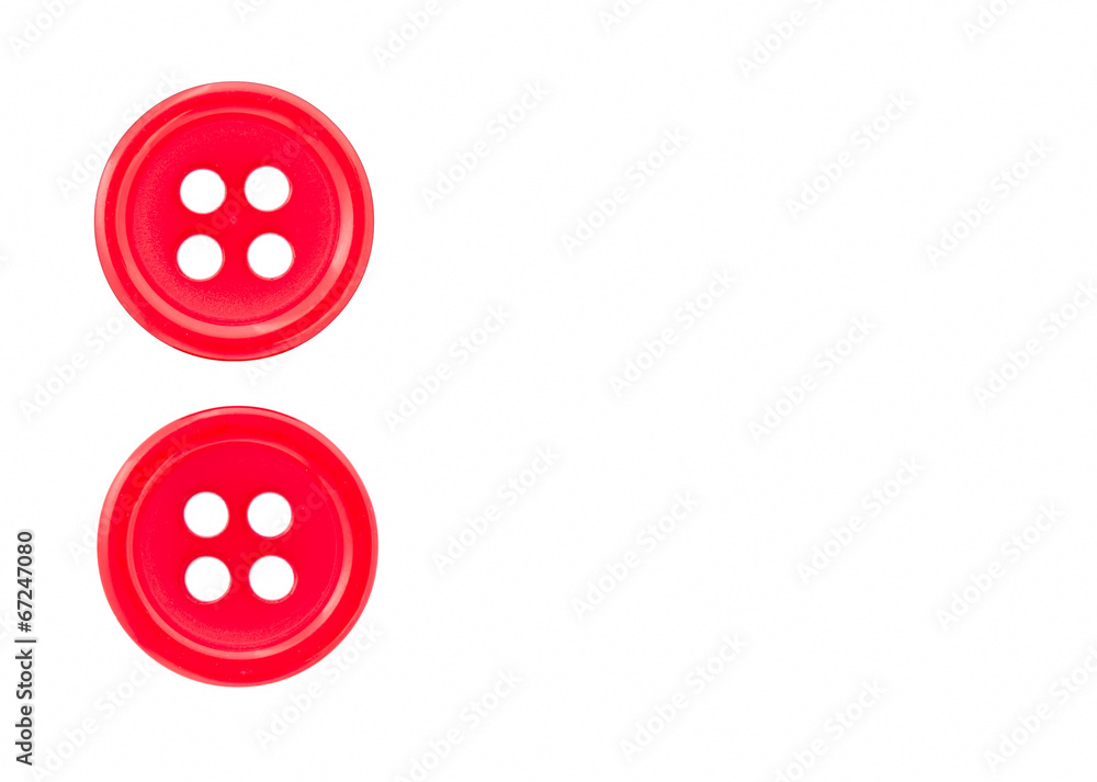 Two red buttons on a white background