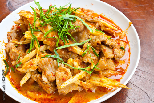 Stir Fried Pork Belly and Red Curry Paste