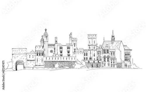 Sketch collection, Alton towers, old English castel