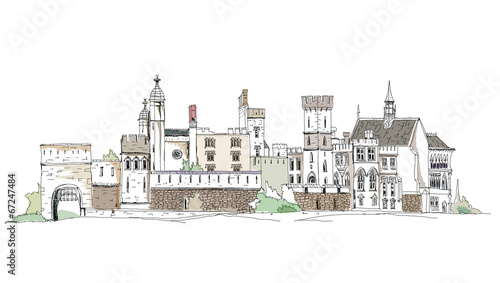 Fototapeta Sketch collection, Alton towers, old English castel