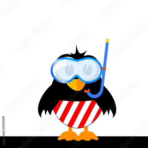 bird with a mask for diving illustration vector