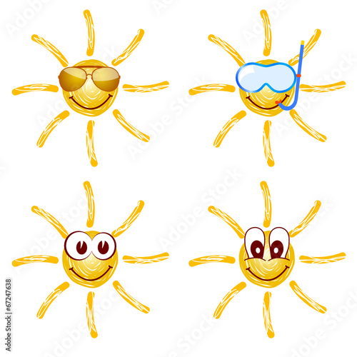 sun with a mask for diving and glasses illustration