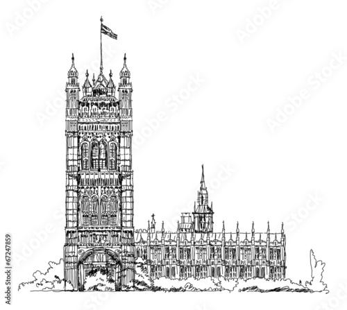 Big Ben and Houses of Parliament, London UK. Sketch collection
