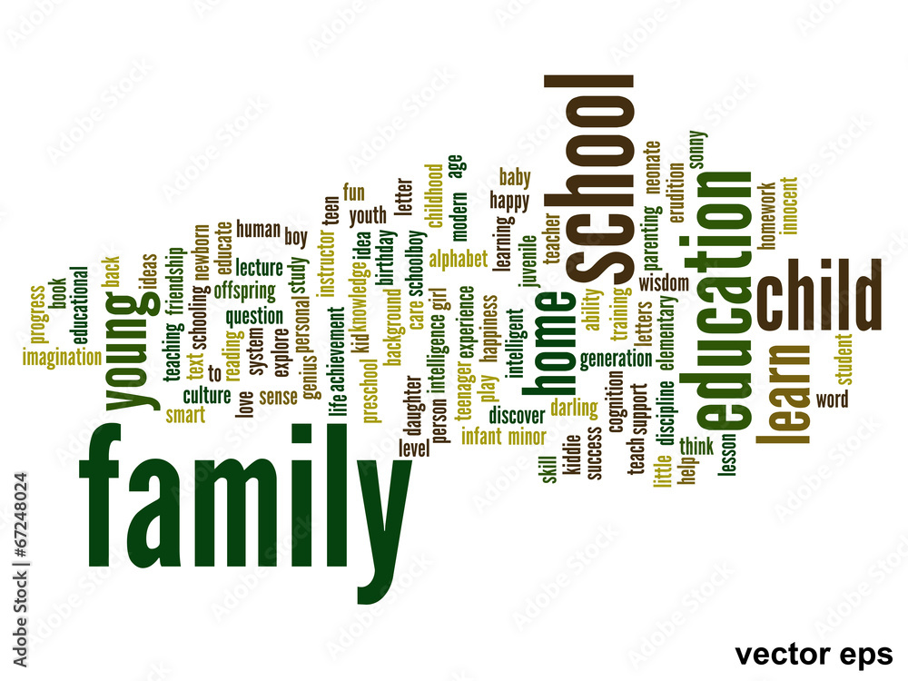 Vector conceptual family education word cloud Vector conceptual family education word cloud