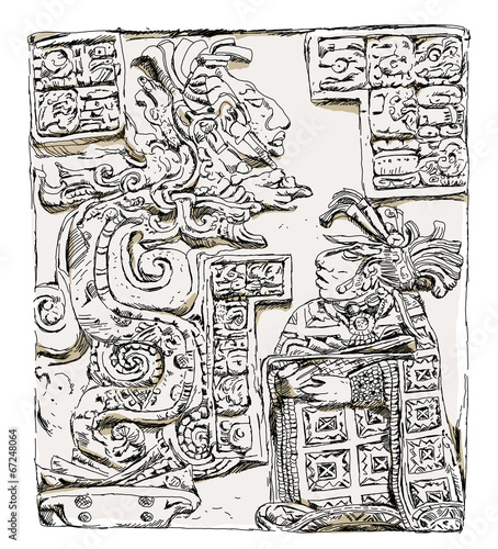 Maya relief Lady Wak Tuun  during a blood-letting rite in AD 755