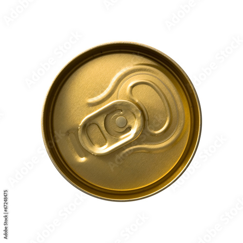 Top view of a can with key isolated on white