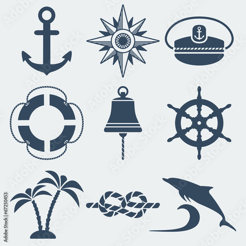 nautical marine icons set