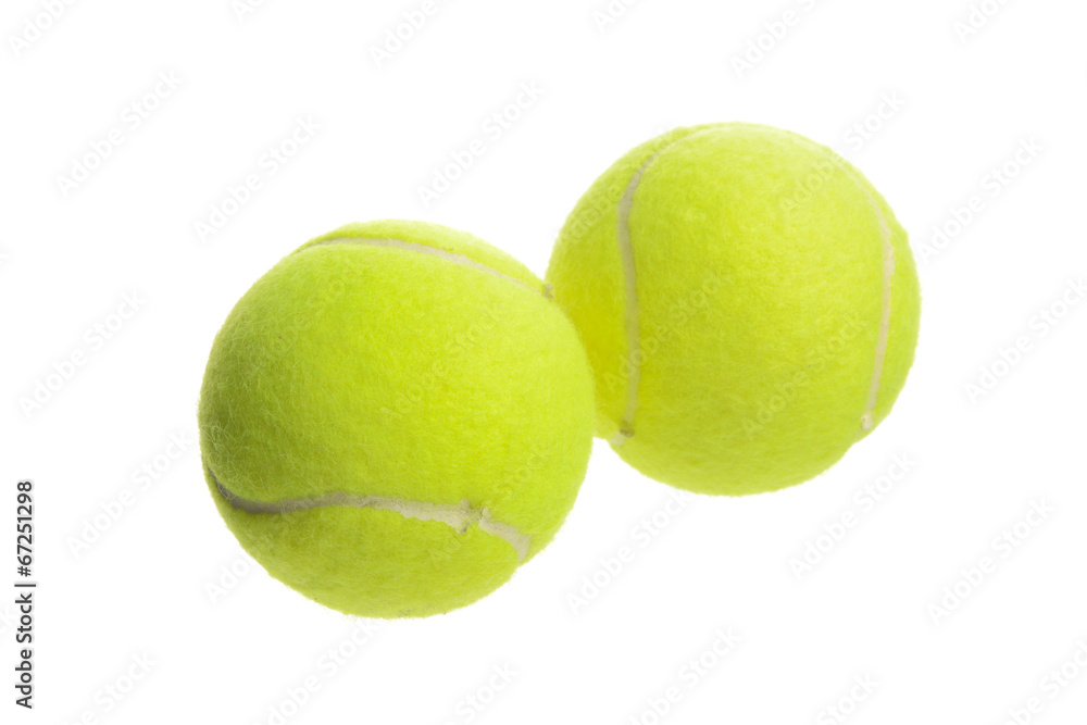 Closeup of two tennis balls