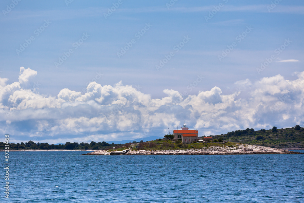 Lighthouse on a Small Island in the Adriatic Sea