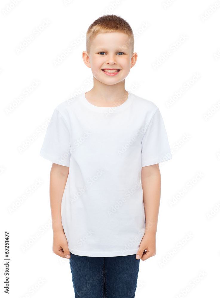 smiling little boy in white blank t-shirt smiling little boy in white blank t-shirt