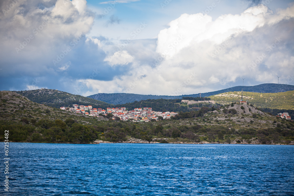 Croatian coastline view, Sibenik area, from the sea