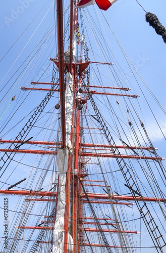 Old sailing boat rigging