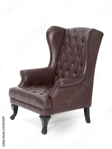 Leather chair isolated on white background.