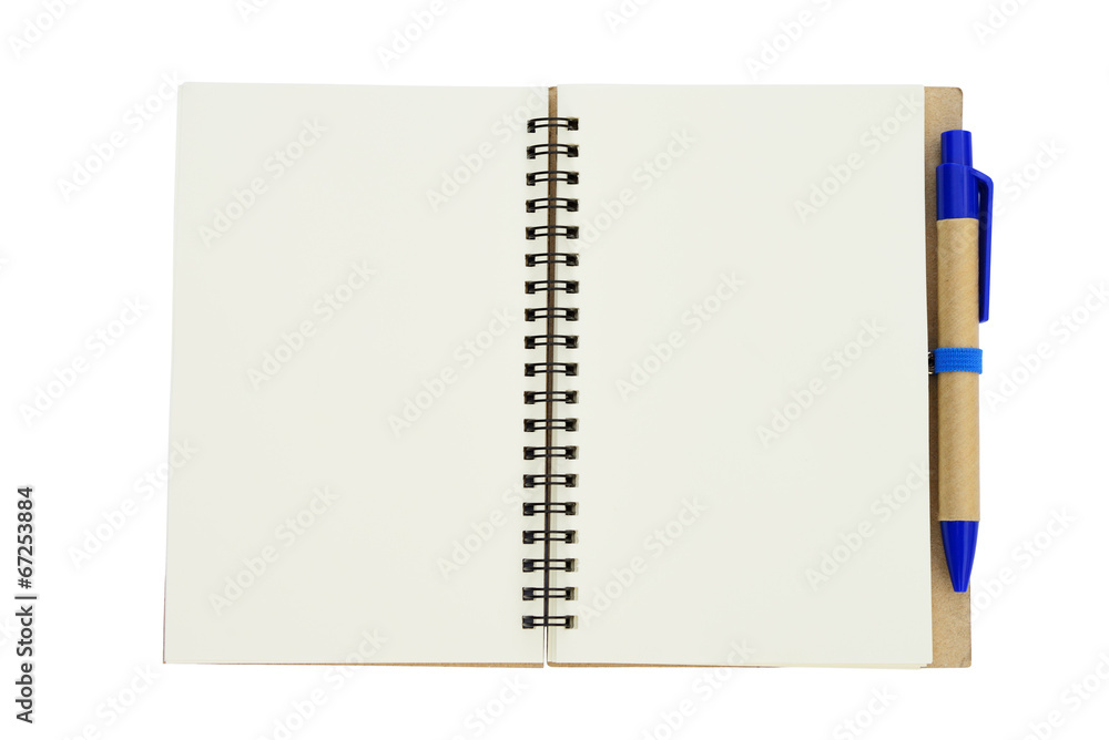 New empty note book with blue pen New empty note book with blue pen
