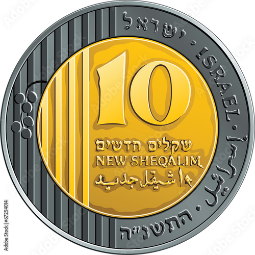 Vector Israeli money ten shekel coin