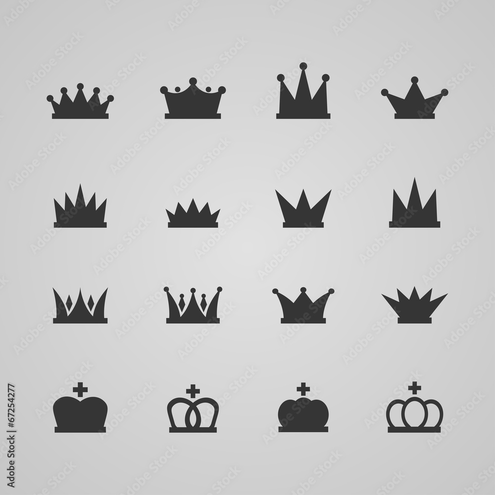Set of crowns, vector illustration Set of crowns, vector illustration