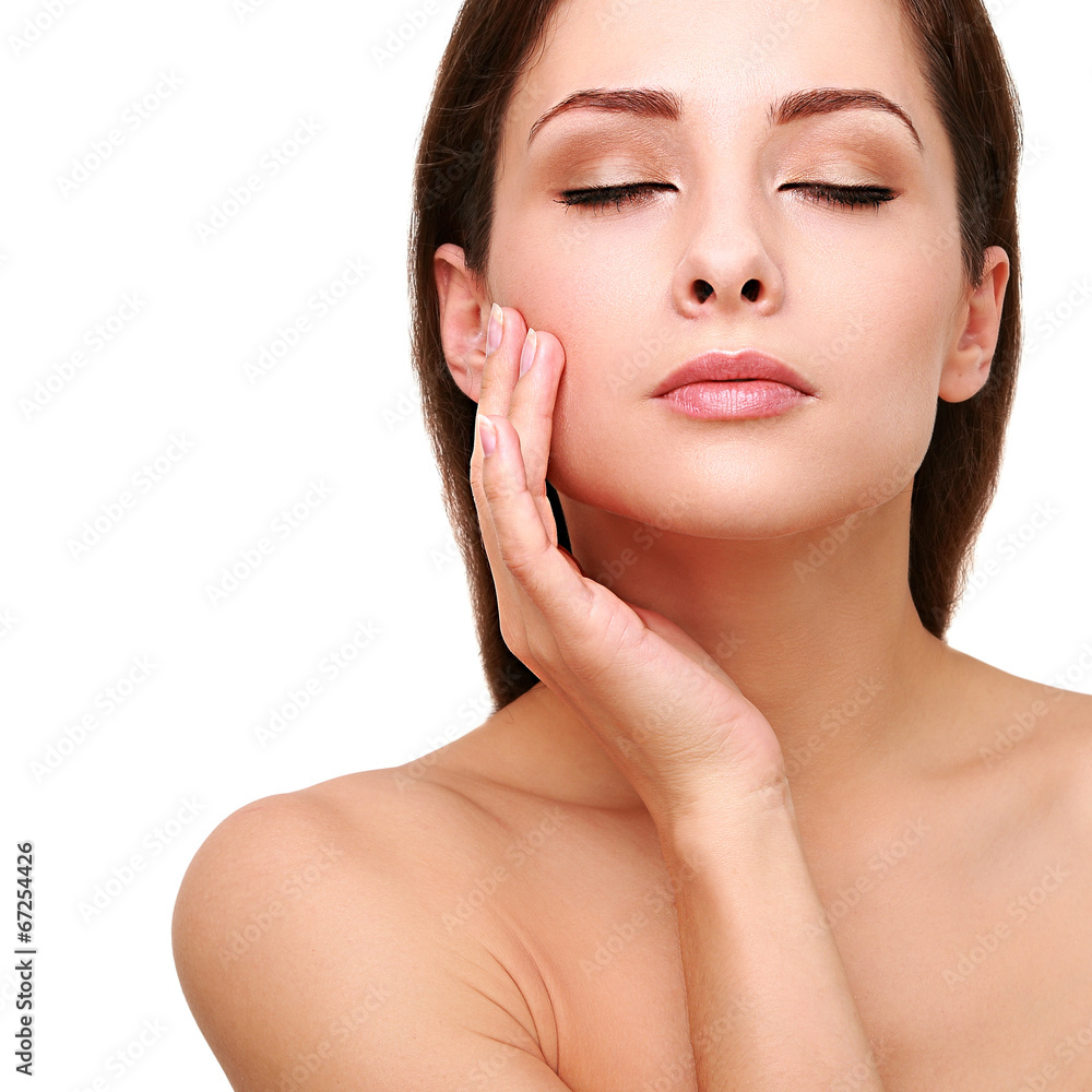 Healthy clean perfect woman face and hand skin. Spa female Healthy clean perfect woman face and hand skin. Spa female
