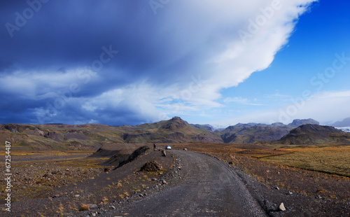 Gravel road in Iceland. photo