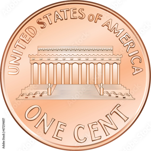 Vector American coin one cent, penny