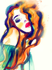Leinwandbilder Aquarell Gesicht woman portrait  .abstract  watercolor .fashion background  © Anna Ismagilova