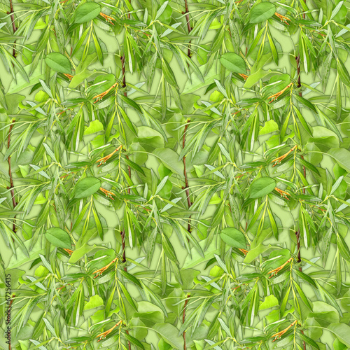 Camouflage seamless background with natural foliage