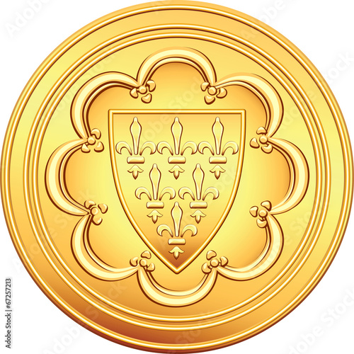 vector French money ecu gold coin
