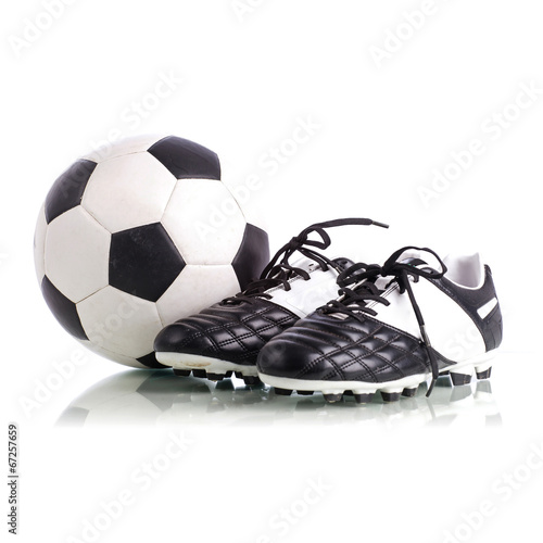Soccer ball and soccer shoes