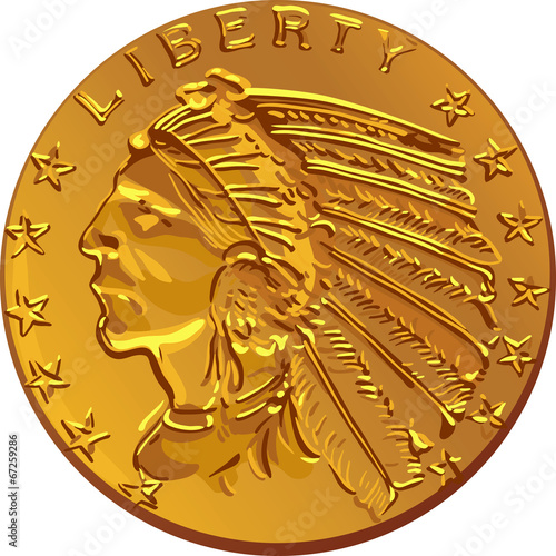 Vector American gold coin dollar