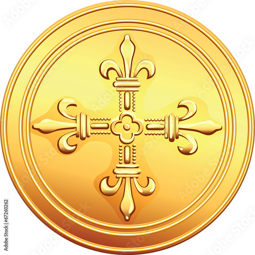 vector gold coin French ecu reverse