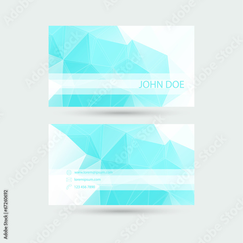 Modern  business card template with  polygonal mesh.